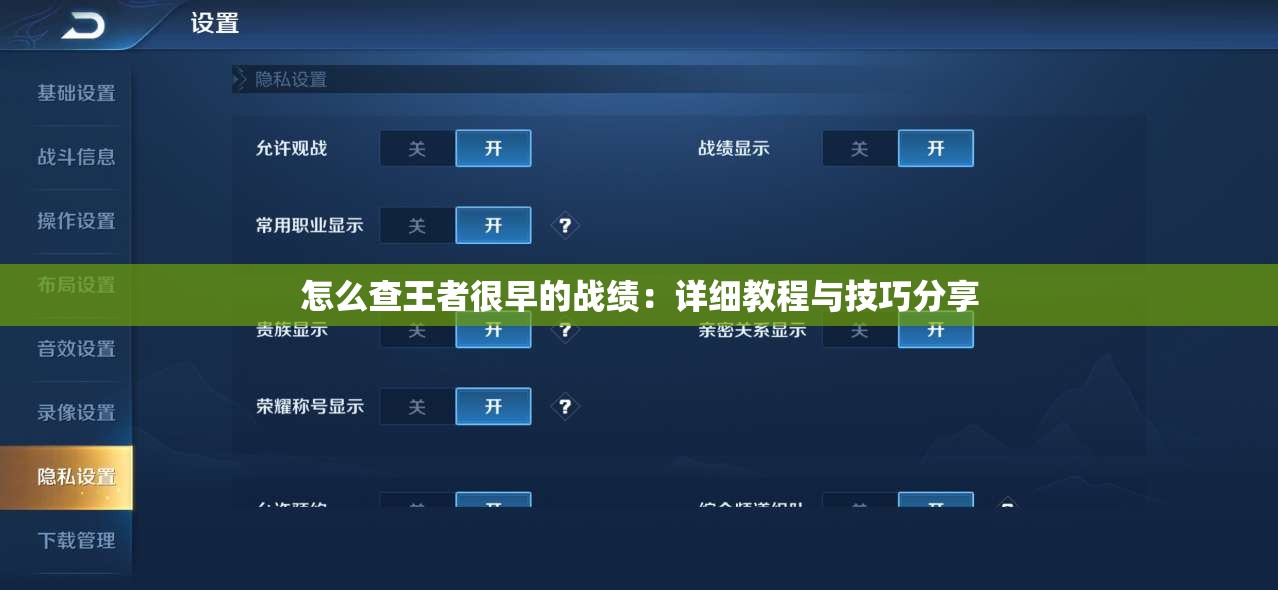怎么查王者很早的战绩：详细教程与技巧分享